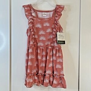 Dog Pet Dress LARGE Rainbows‎ DUSTY PINK Ruffle Sundress Cottage Milkmaid Boho